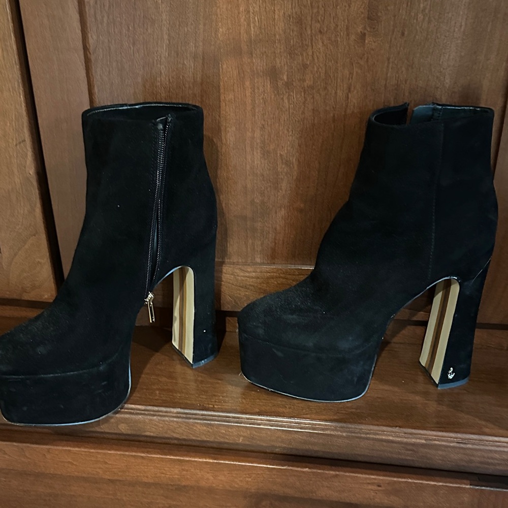 Sam Edelman Black Suede Heeled Boots